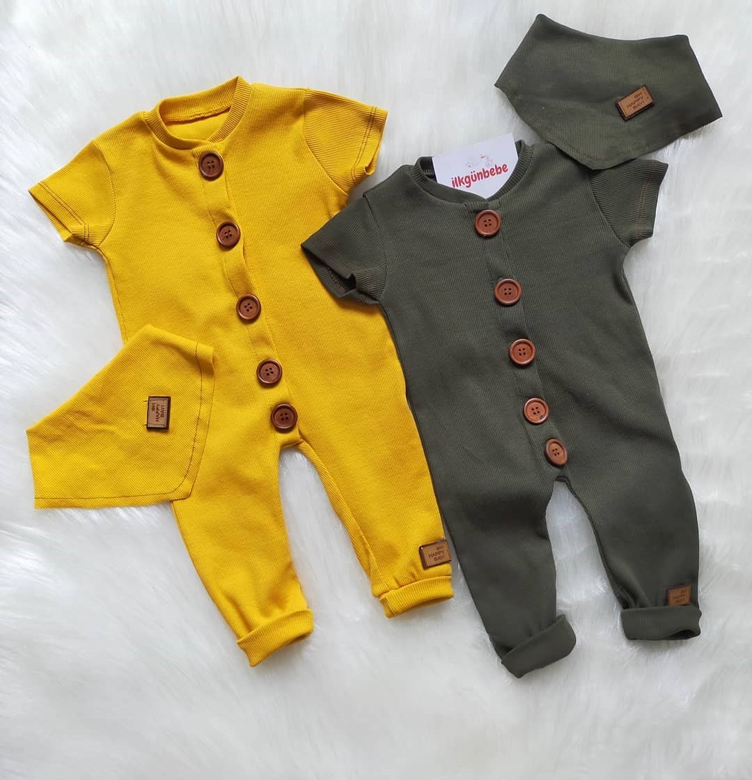 FULARLI RİBANALI UNISEX TULUM İlkgün Bebe Bebek giyim ve