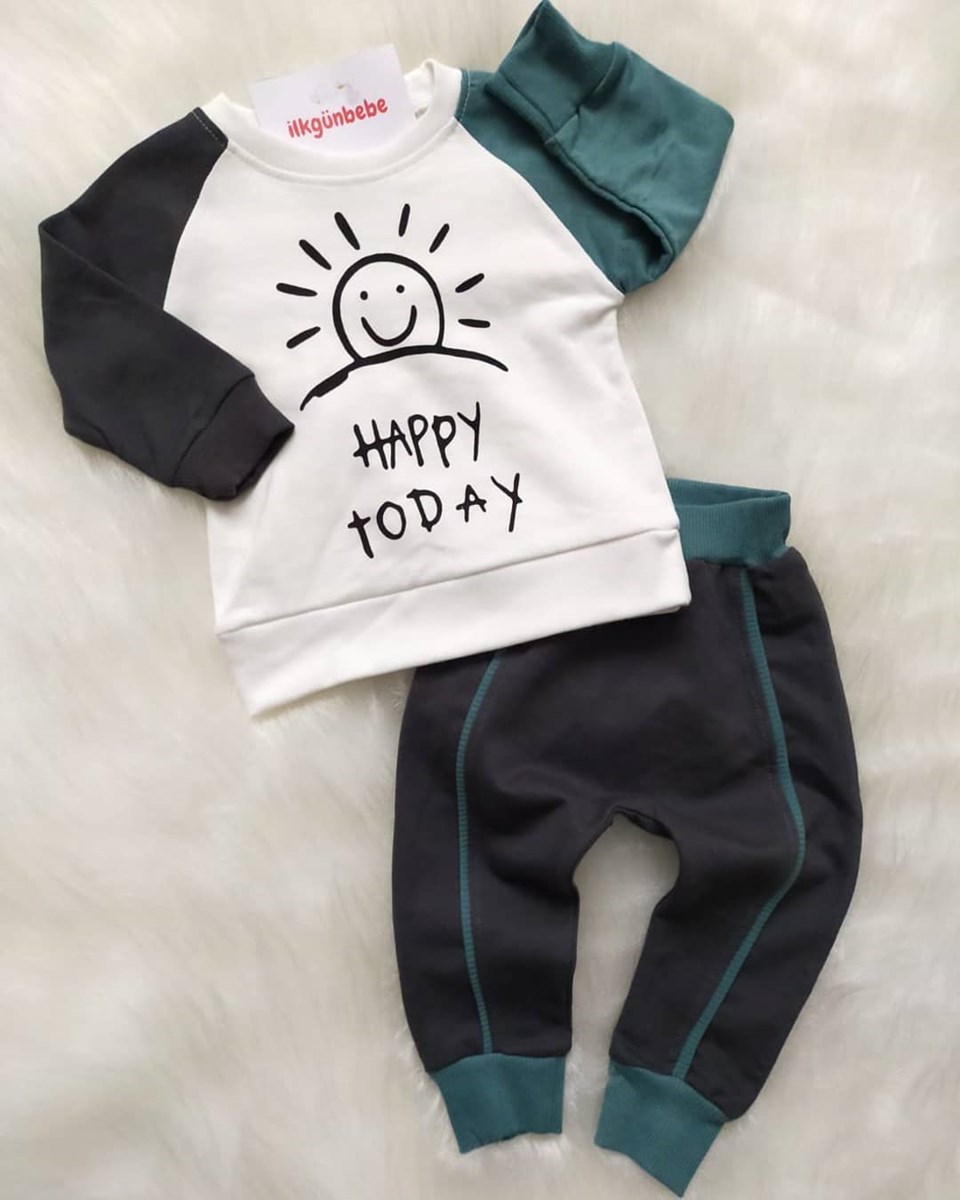 HAPPY TODAY YAZILI 2Lİ MEVSİMLİK TAKIM İlkgün Bebe Bebek