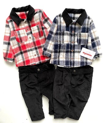 Ekose Desenli Kadife Kumaş Oduncu Gömlekli Takım 