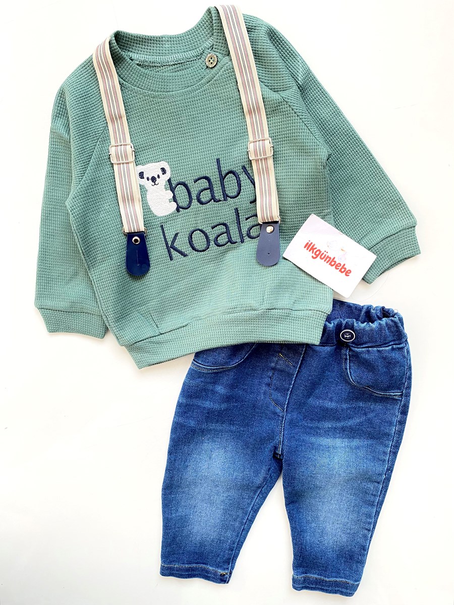 Baby Koala Kot Pantalonlu Askılı Şık Takım