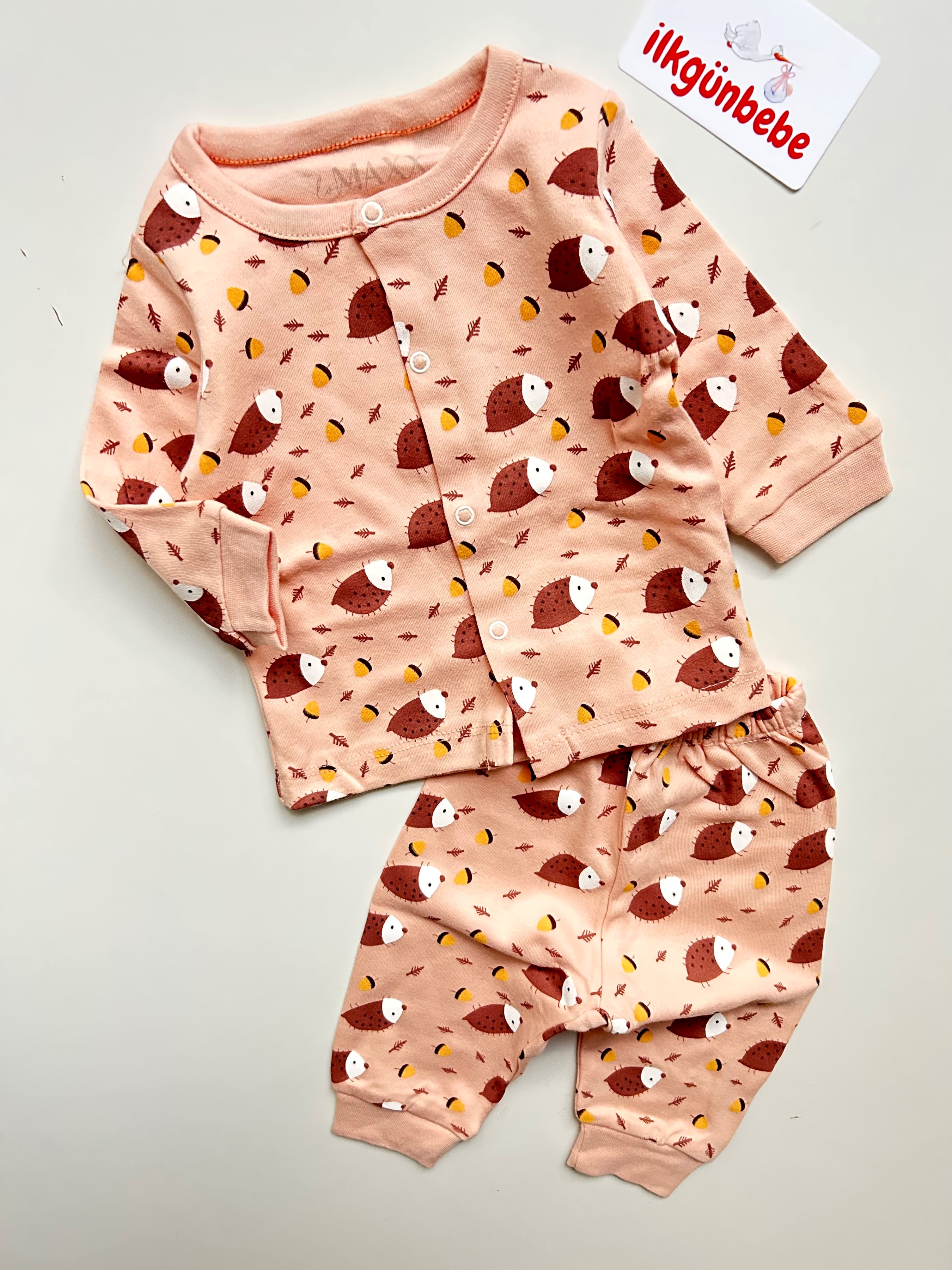 Kirpi Desenli %100 Pamuk Yumuşacık Kumaş Mevsimlik Pijama Takımı 