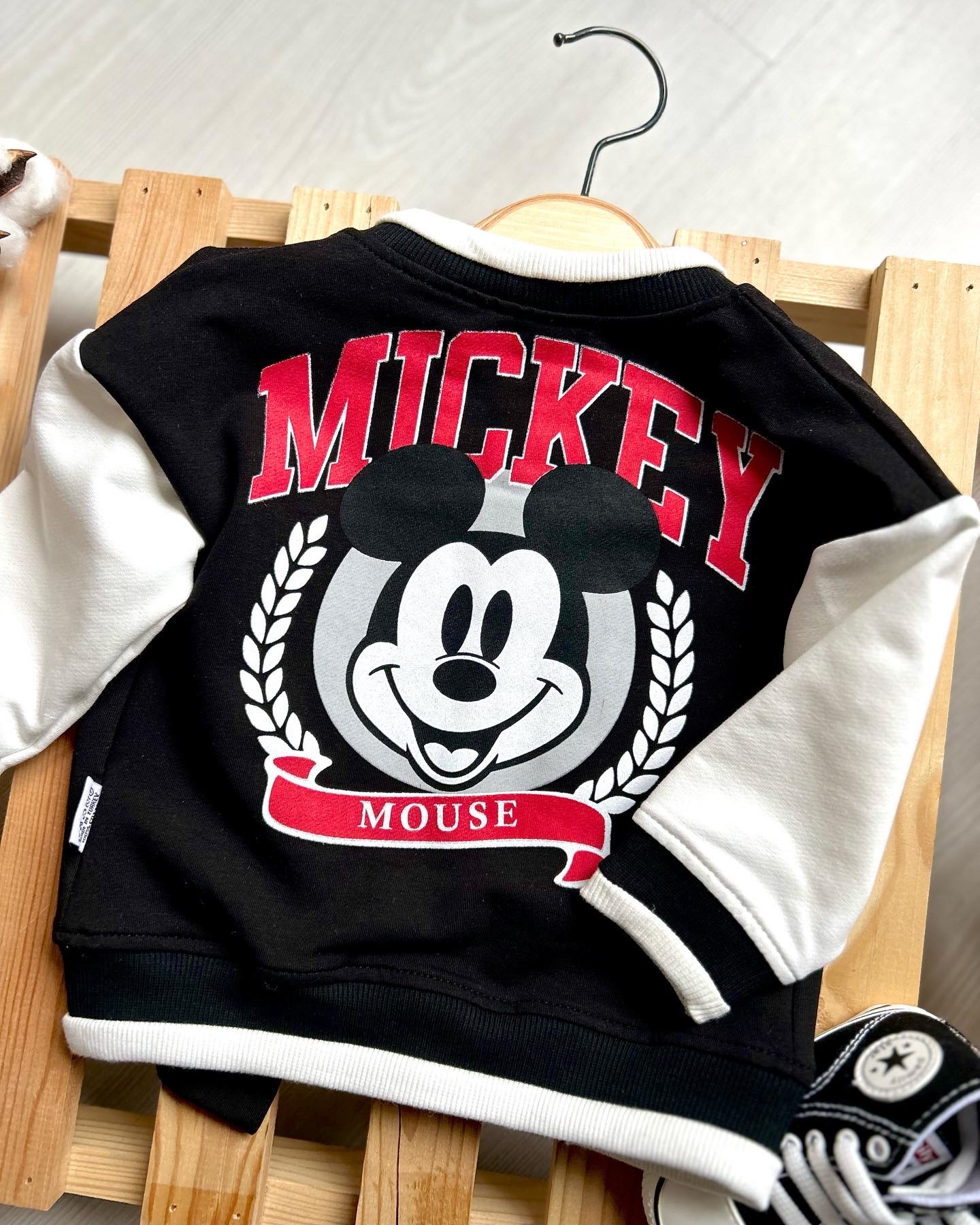 Mickey Mouse Baskılı Kolej Ceketli Sırt Detaylı 3’lü Tarz Takım 