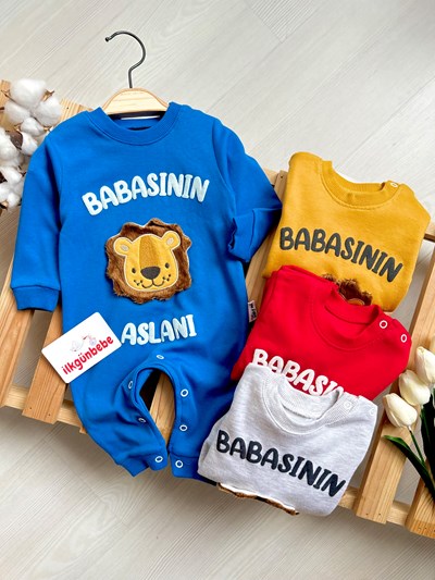 Babasının Aslanı  Baskılı Pamuklu Tulum