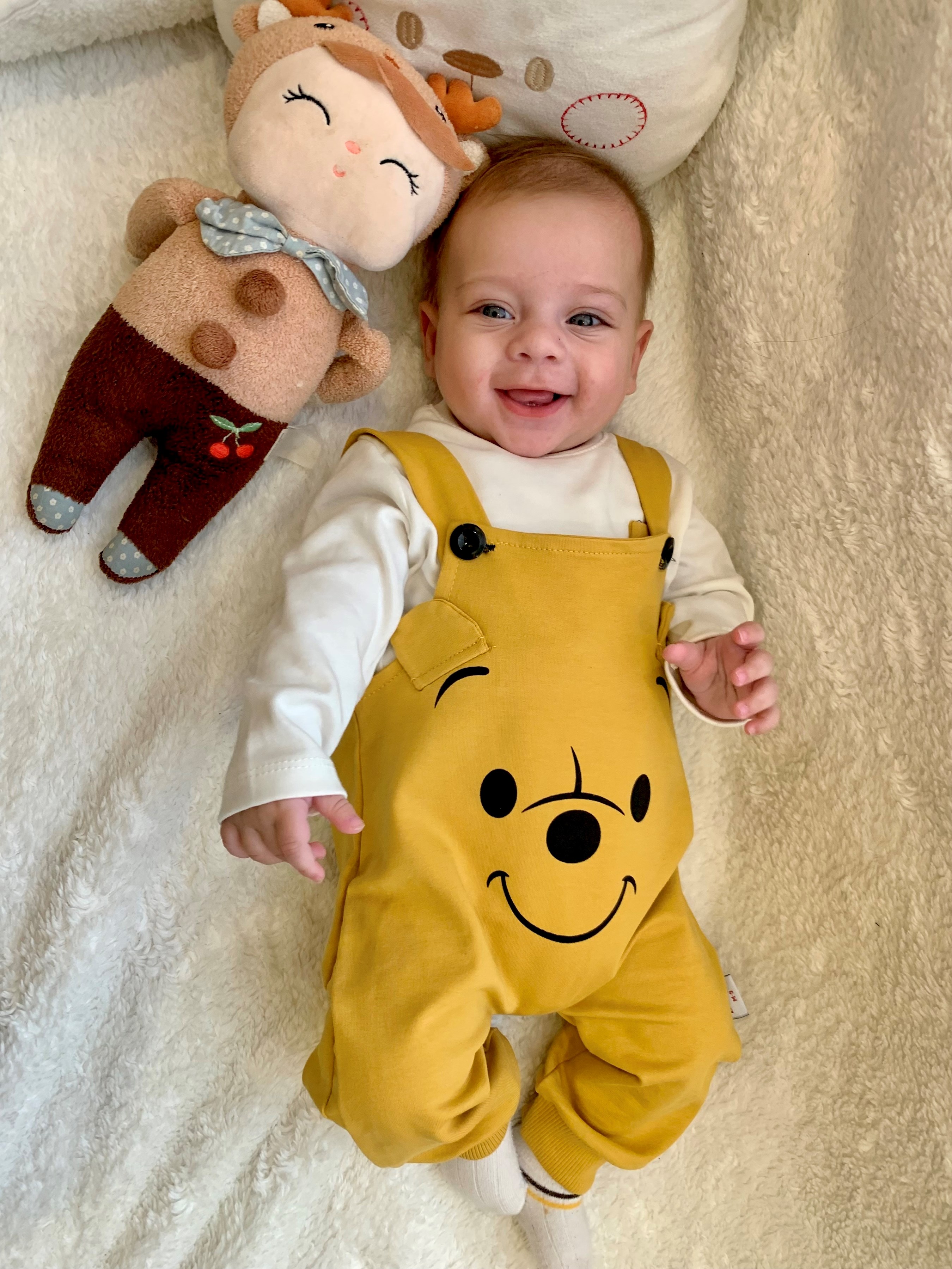 Sevimli Pooh Baskılı Badili Unisex Salopet