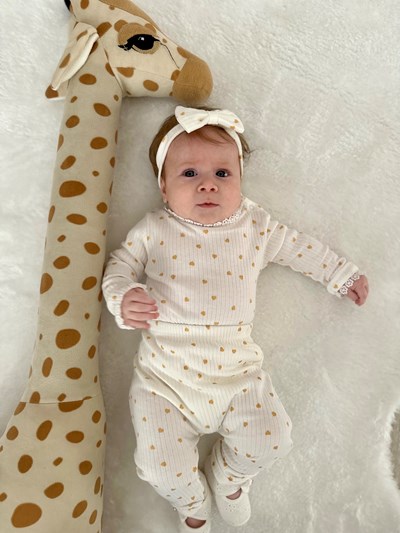 Dantel Yaka Detaylı Gold Minik Kalp Desenli 3’lü Bandanalı Takım