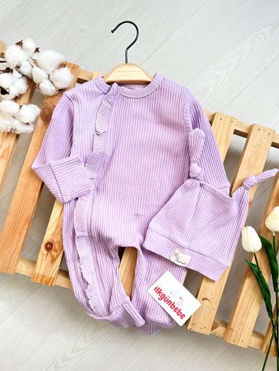 Yandan Fırfır Detaylı Fermuarlı Şapkalı Tulum