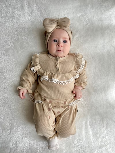 Fisto Yaka Detaylı Bandanalı Puantiyeli 3’lü Takım