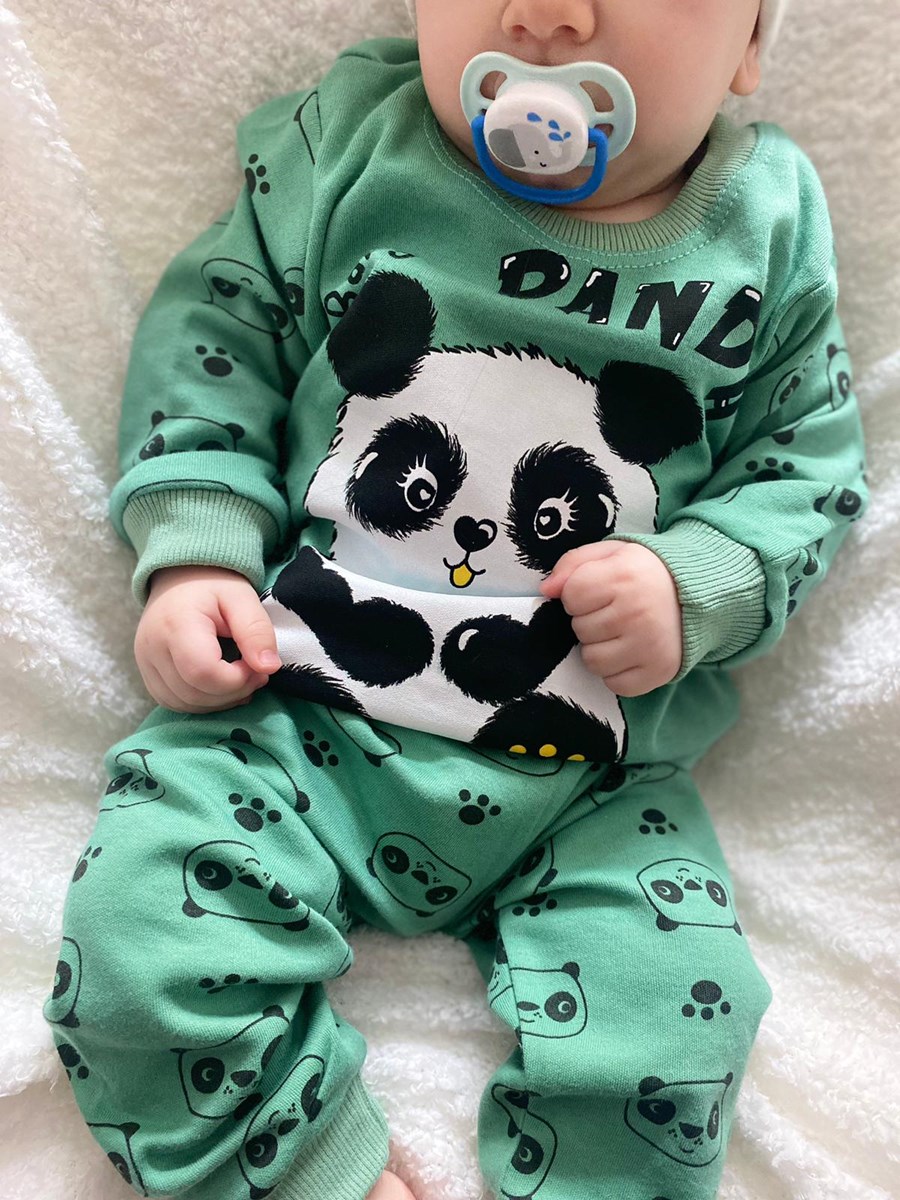 Panda Baskılı 2'Li Mevsimlik Pijama Takımı  