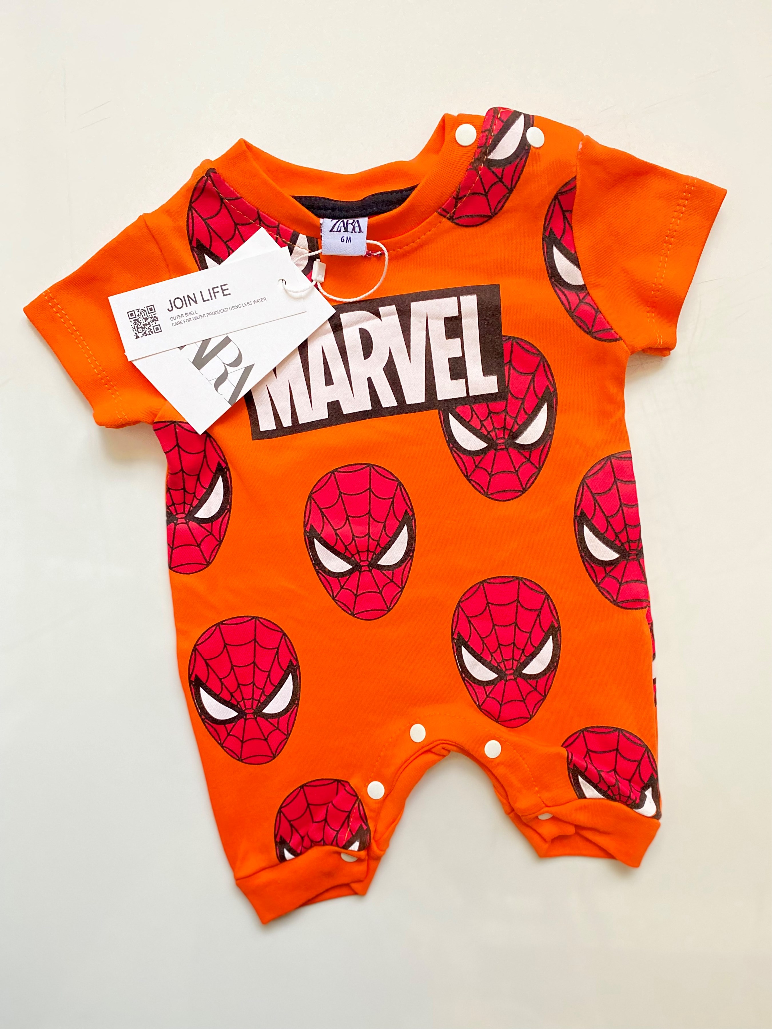 Zara Etiketli Marvel Örümcek Adam Baskılı Çıtçıtlı Yazlık Tulum