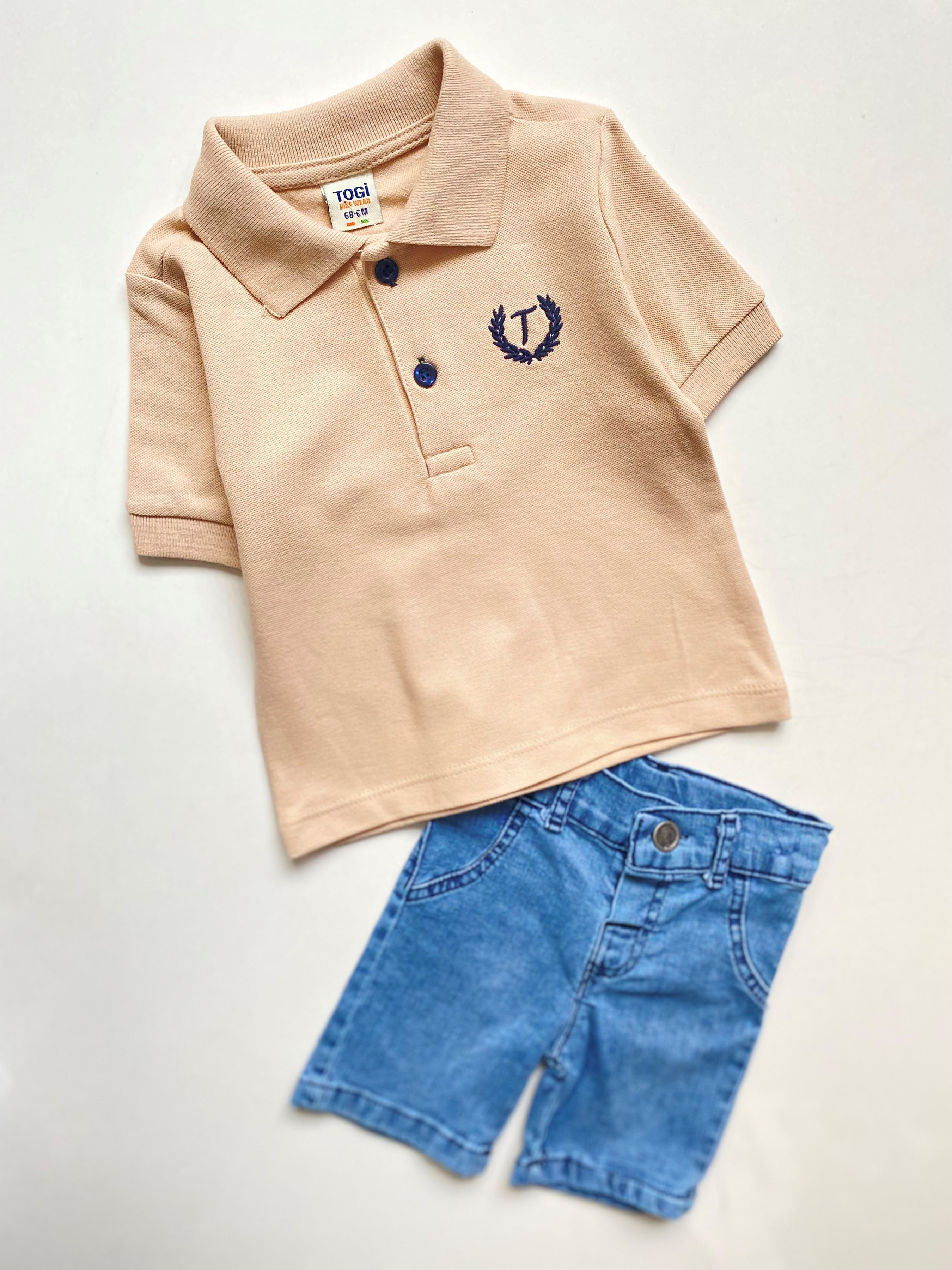 Lacoste Yaka Tişörtlü Kot Şortlu Yazlık 2’Li Tarz Takm