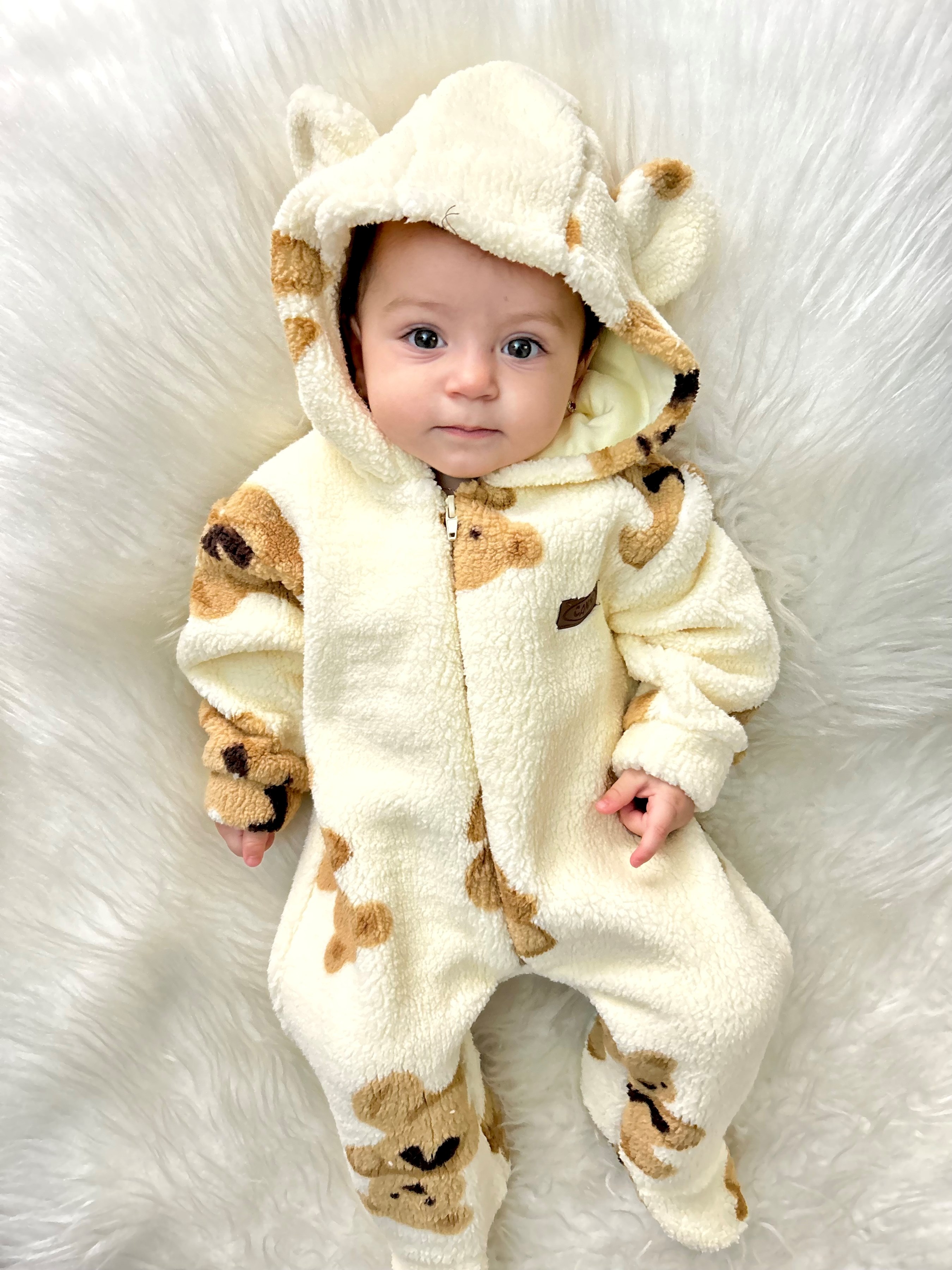 Oyuncak ayılı welsoft polar kumaş unisex tulum