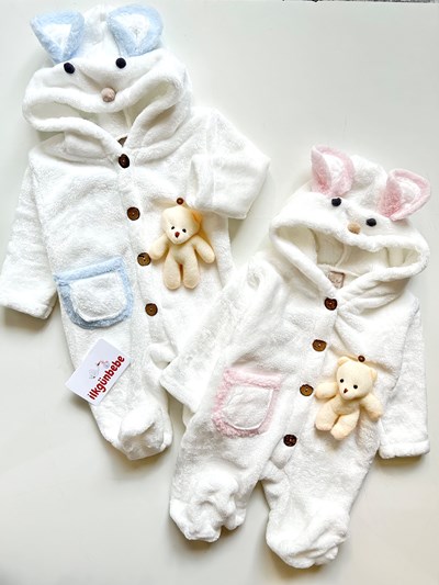 Oyuncak Ayılı Ayaklı Tavşan Kulak Welsoft Polar Yumuşacık Tulum