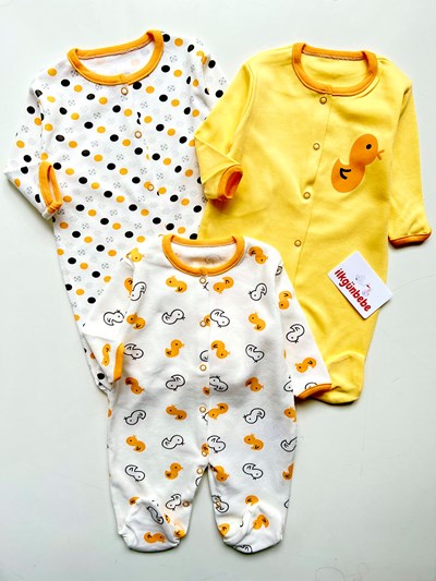 Sevimli Ördek  Desenli %100 Pamuk 3’lü Tulum Seti