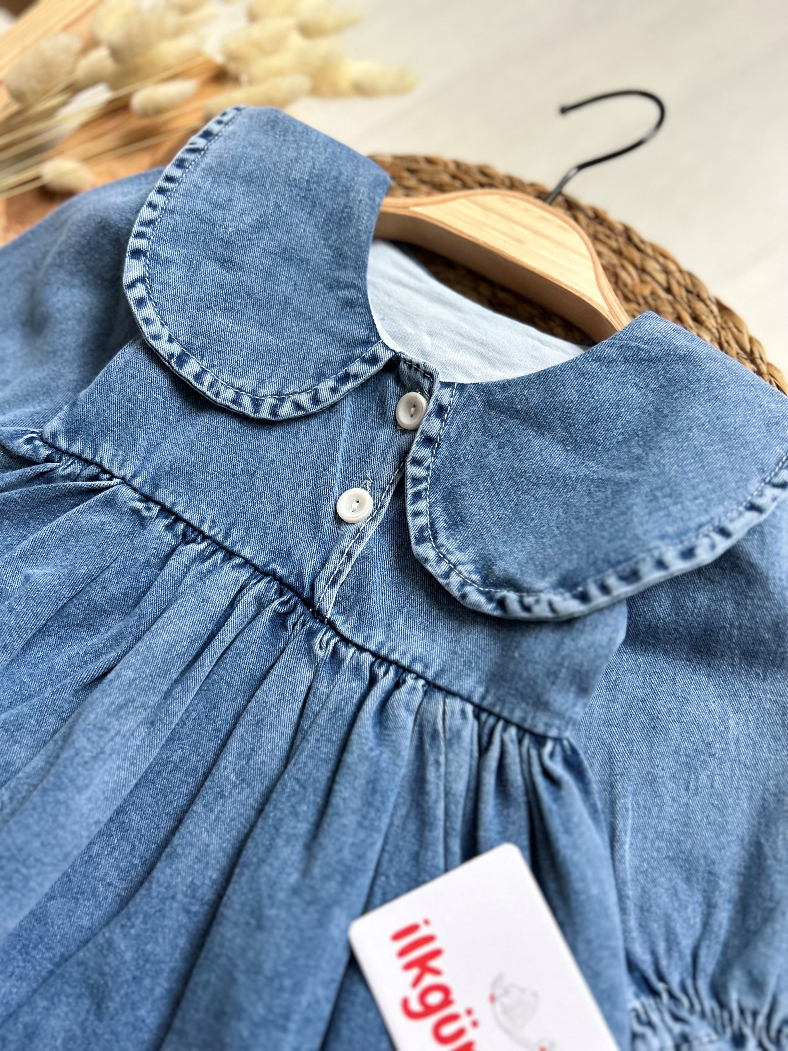 Bebe Yakalı Kot Premium Kaliteli Elbise (DAR KALIP) 
