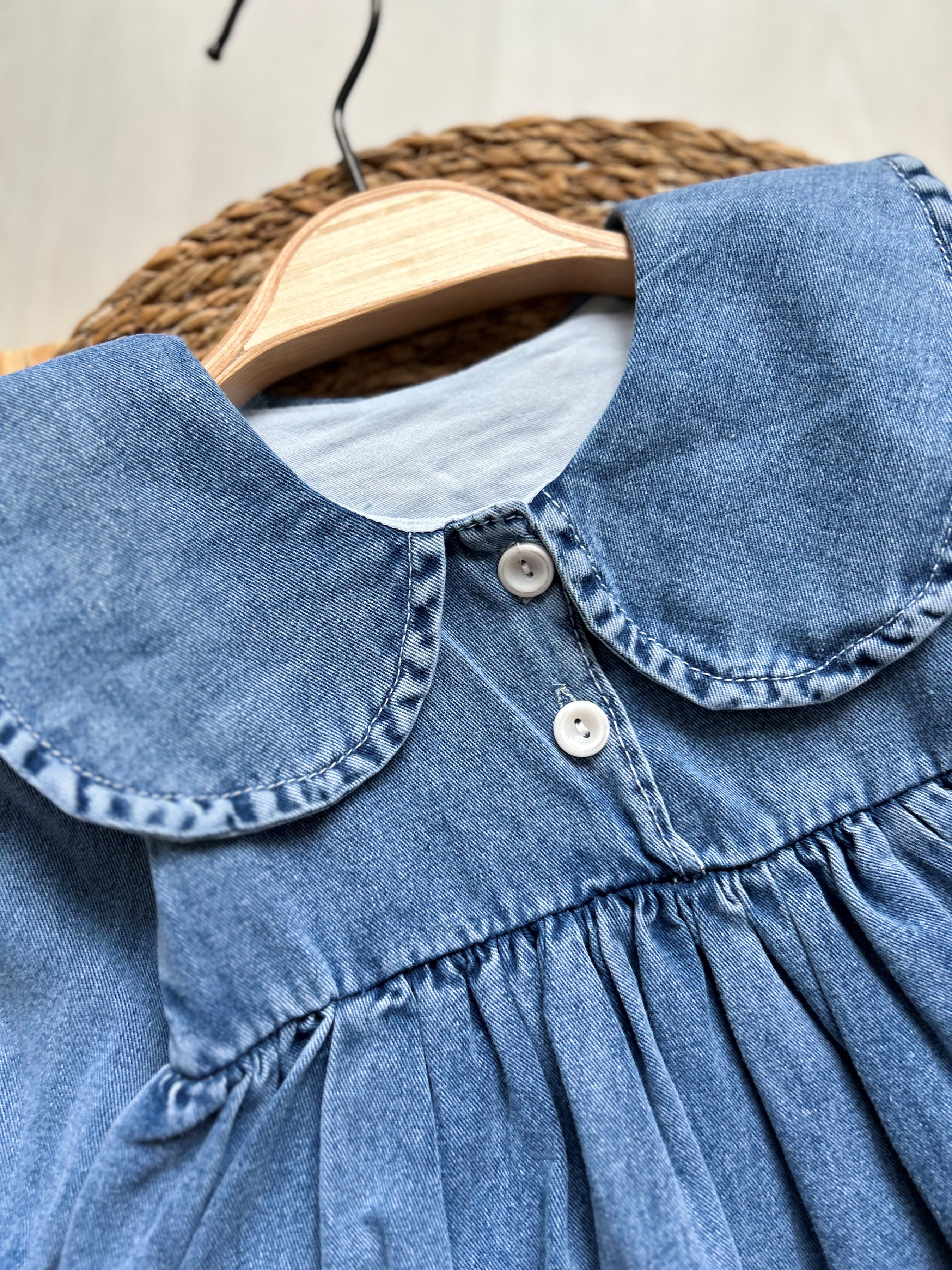 Bebe Yakalı Kot Premium Kaliteli Elbise (DAR KALIP) 