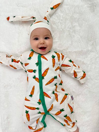 Havuç Baskılı Unisex Mevsimlik Tulum 