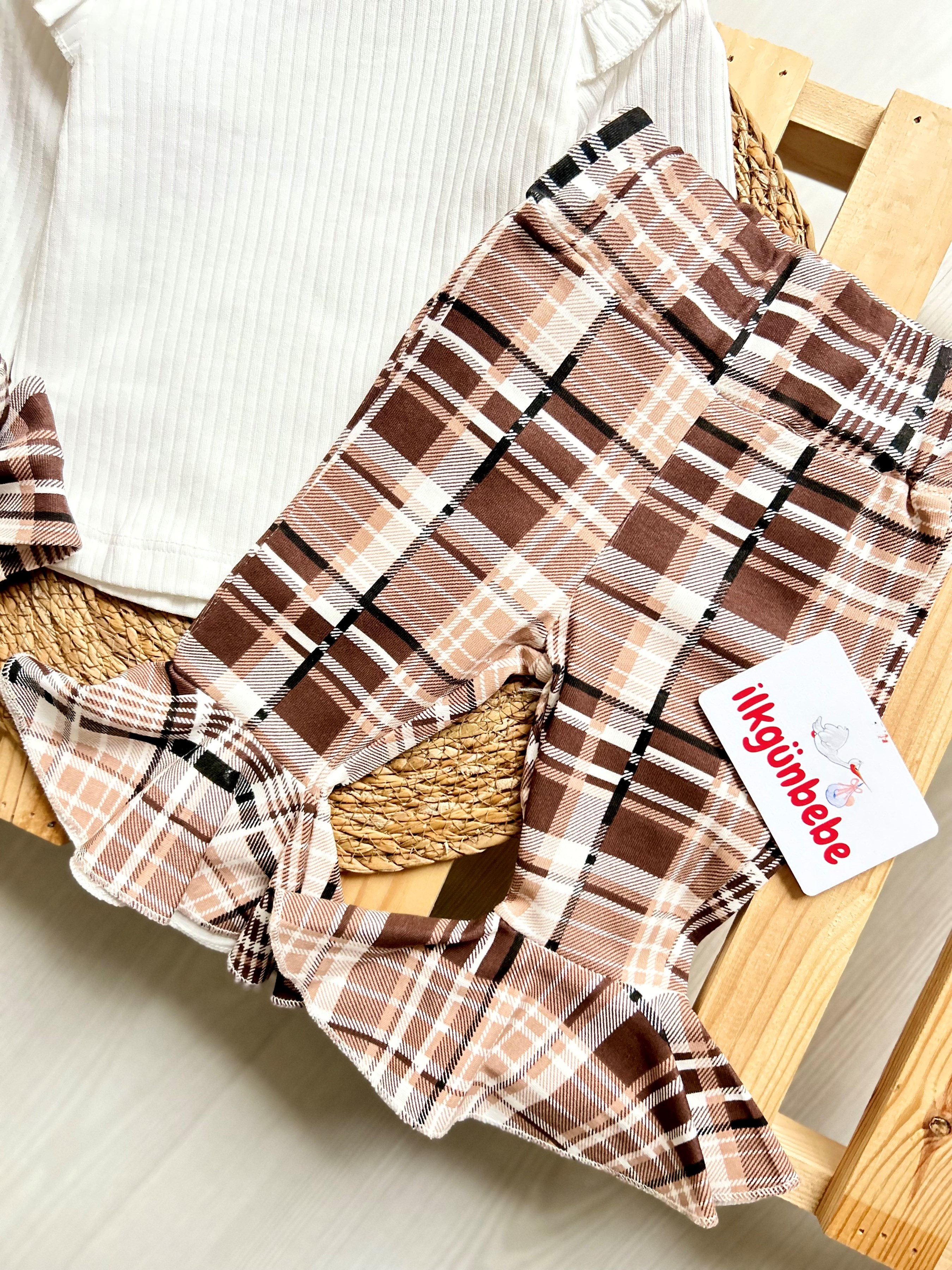 Kazayağı Desenli Premium Kaliteli İspanyol Pantalonlu Bandanalı Şık 3’lü Takım