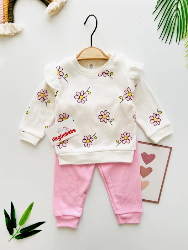 Papatya Desenli %100 Pamuk 2’li Takım