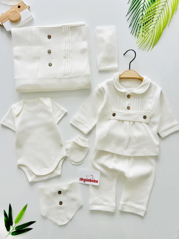 Cool Boy 7 Parça %100 Pamuk Battaniyeli Premium Kalite Yenidoğan Hastane Çıkışı Seti