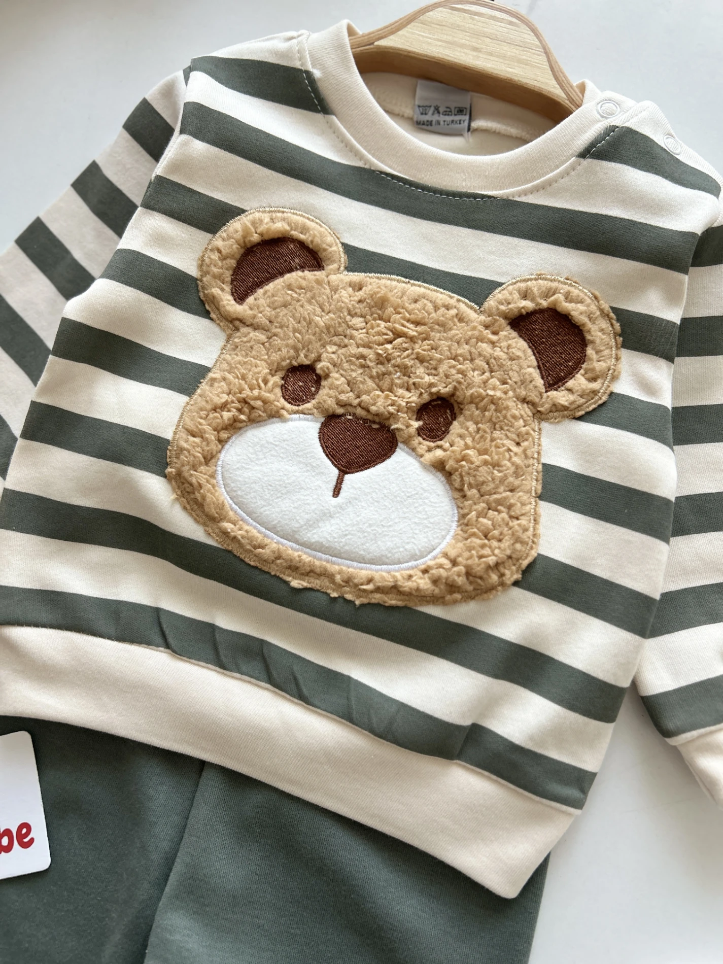 Teddy Peluş Nakışlı Çizgili 2 ‘li Mevsimlik Takım