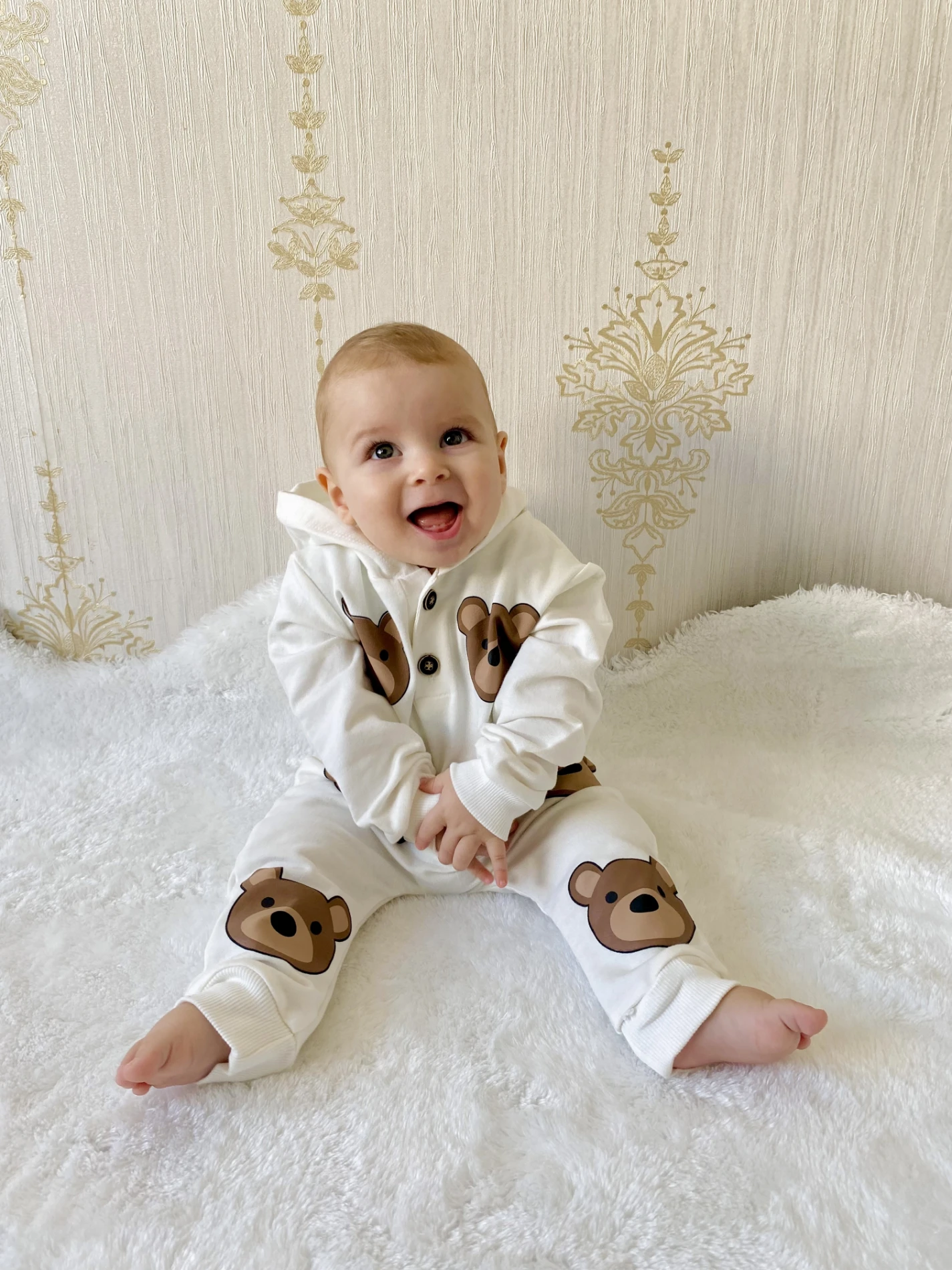 Teddy Kapüşonlu Ahşap Düğmeli Sweatli 2’li Mevsimlik Takım