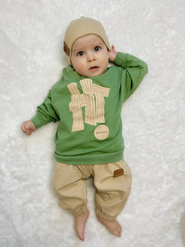 Hi Cool Boy  Arma Detaylı Oversize Şapkalı %100 Pamuk Premium 3’lü Takım 