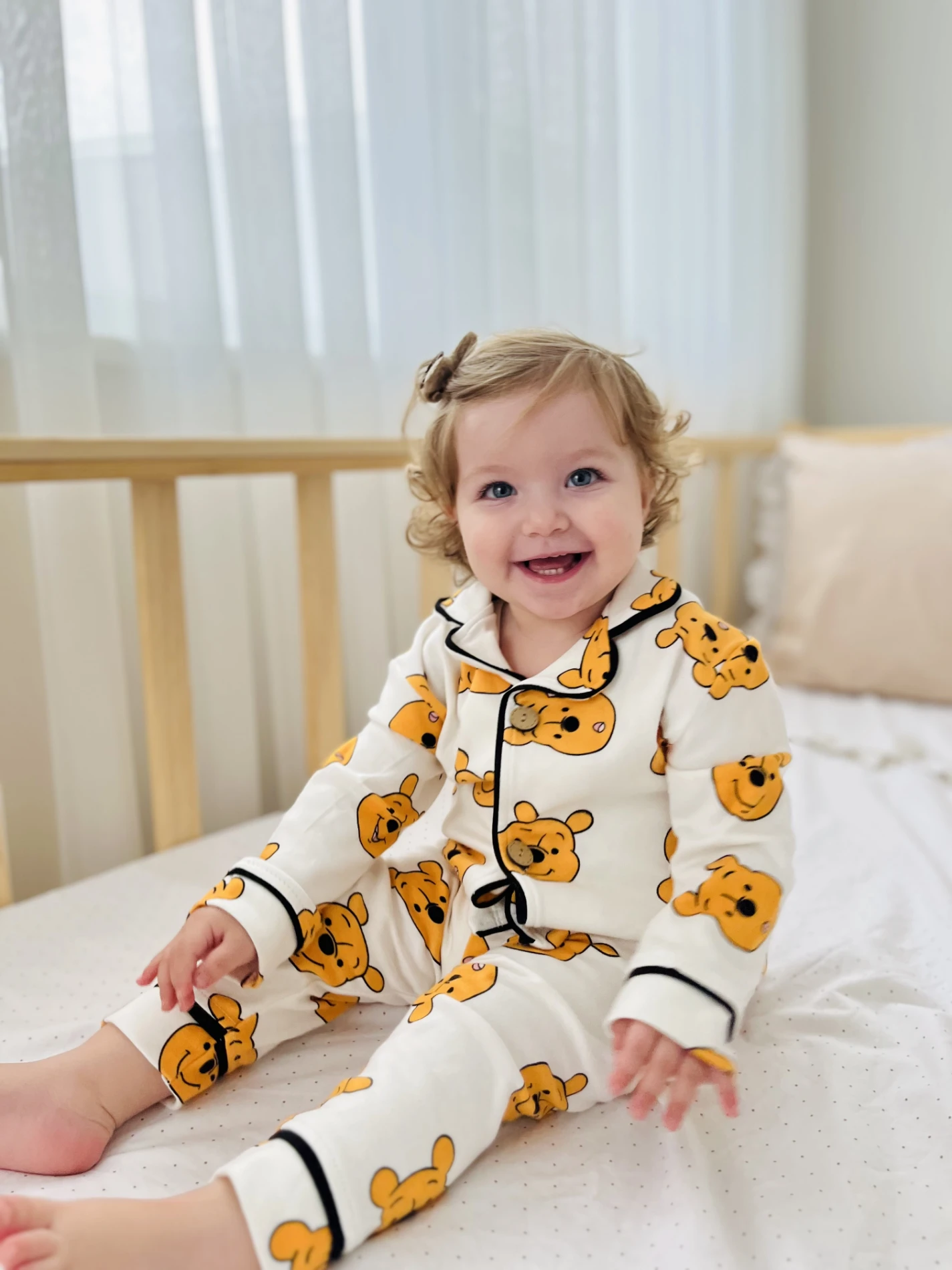  Winnie The Pooh Bebe Yakalı %100 Pamuk Yumuşacık Kumaş 2’li Unisex Pijama Takımı 