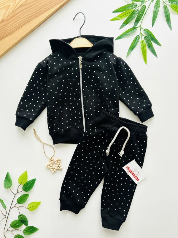 Star Parıldayan Taşlı Kapüşonlu Hırkalı 2’li Takım