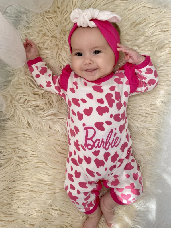 Barbie Desenli Bandanalı 2’li Tulum Set