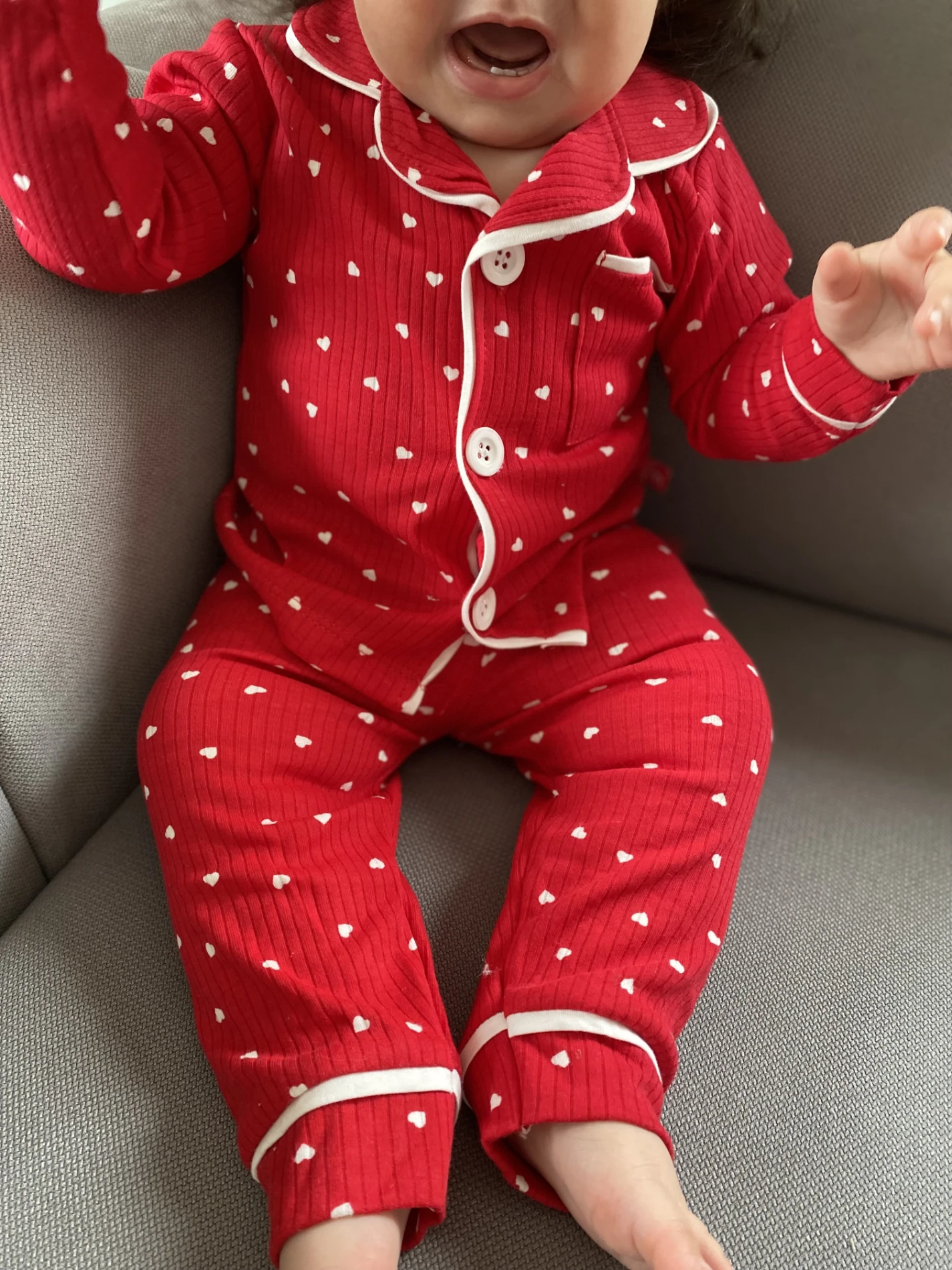 Kalp Desenli Bebe Yakalı Mevsimlik Pijama Seti 