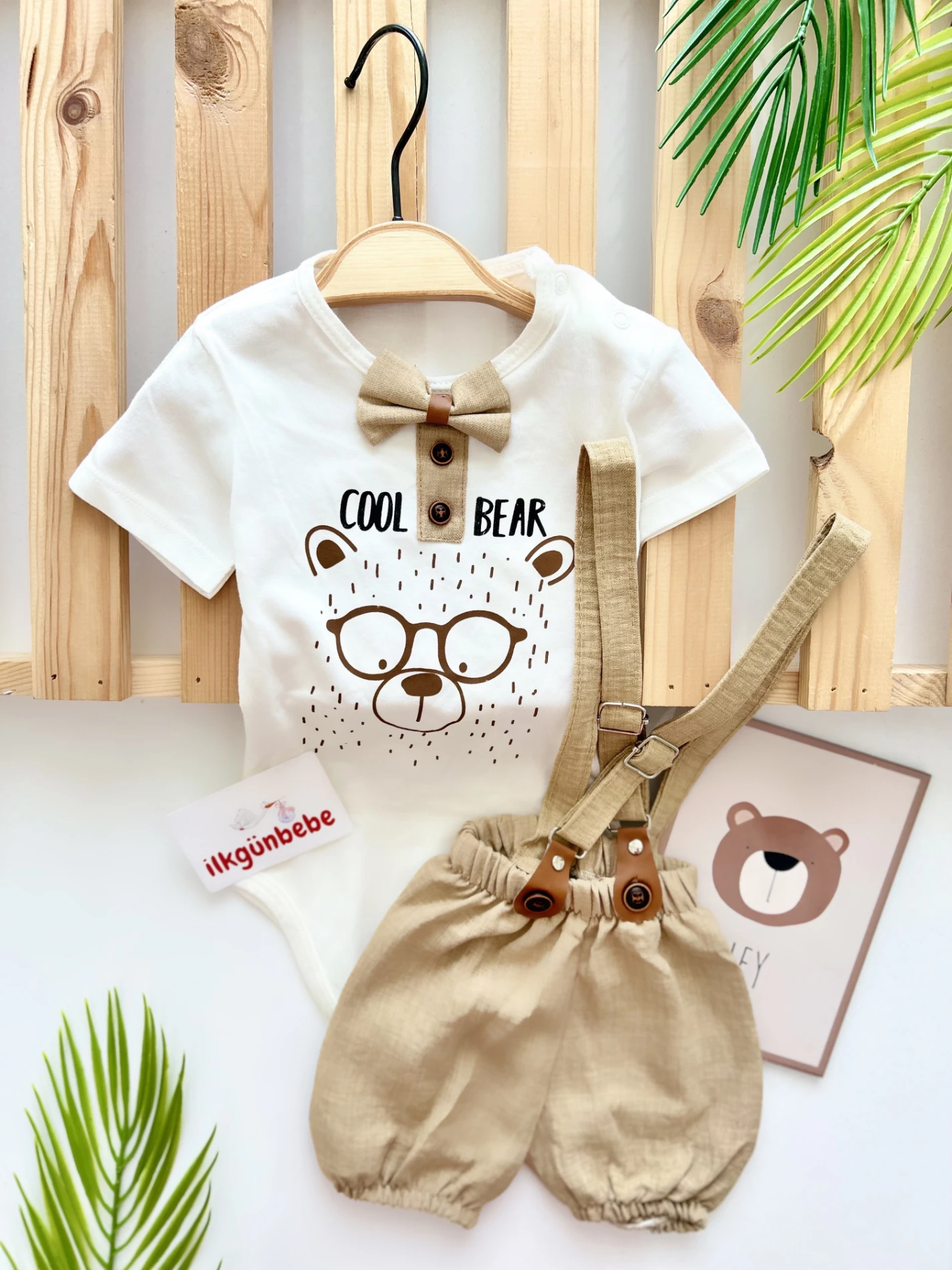 Cool Bear Baskılı Papyon Detaylı Çarpraz Askılı 2’li Yazlık Set