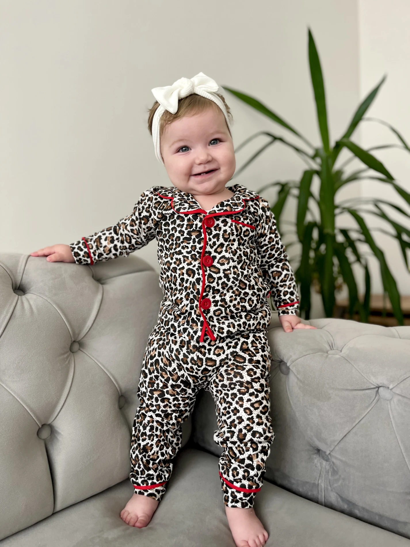Leopar Desenli Bebe Yakalı %100 Pamuk 2’li Pijama Takımı