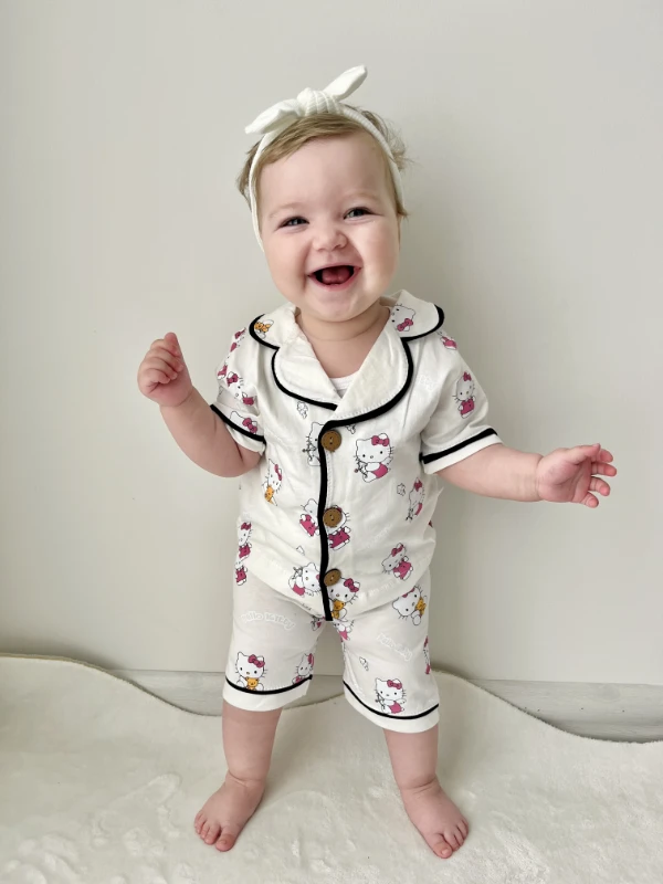 Hello Kitty Baskılı Bebe Yakalı Yazlık 2’li Pijama Takımı