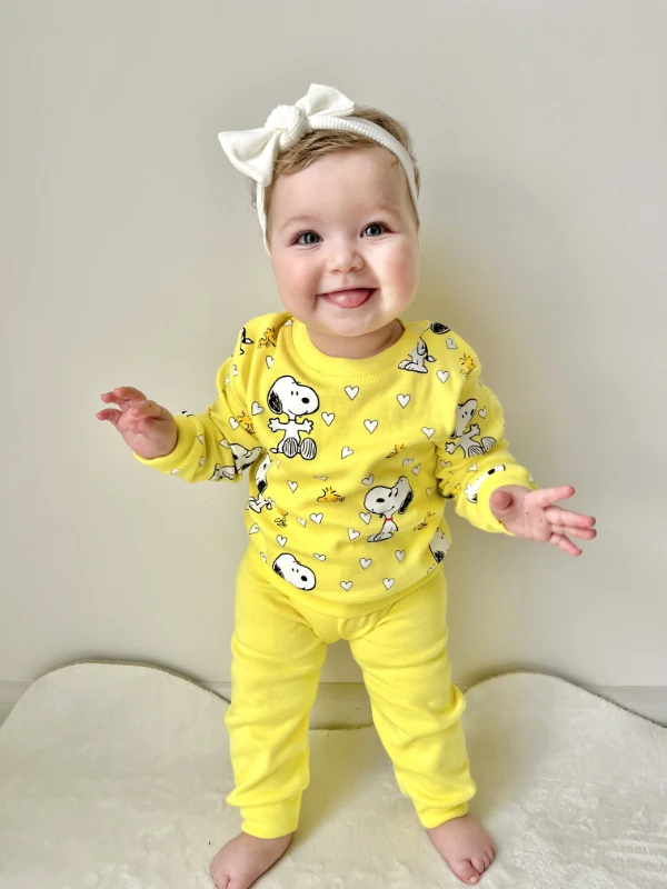 Snoopy Kalp Desenli Pamuklu 2’li Mevsimlik Takım