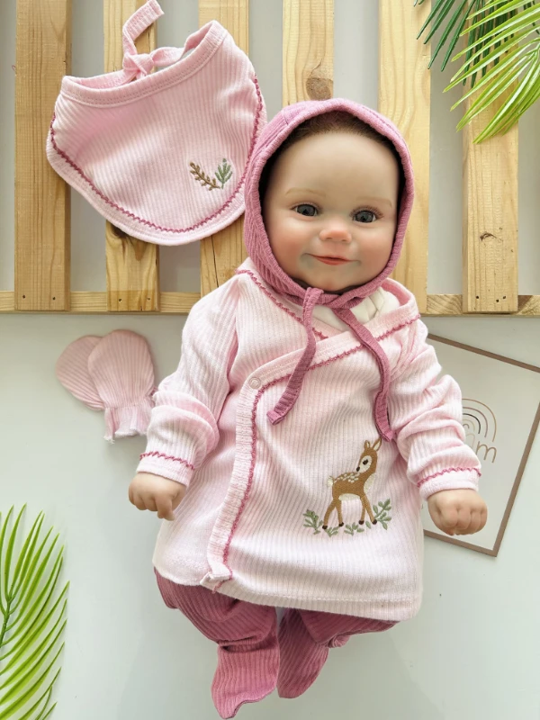 Geyik Baskılı %100 Pamuk Ribanalı Premium Kalite Kumaş 5’li Hastane Çıkışı Seti