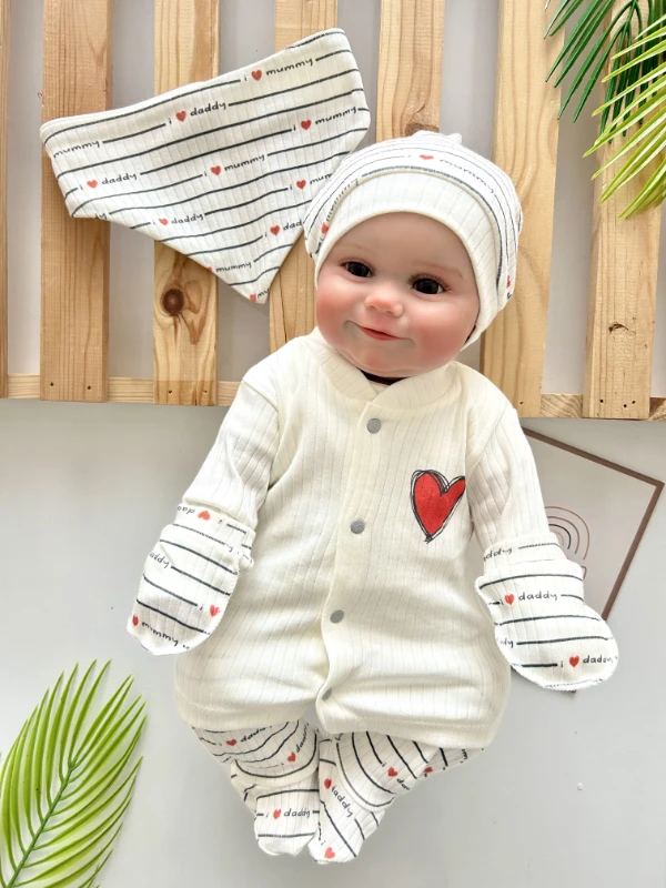 I Love Mom Daddy Baskılı %100 Pamuk 5 Parça Yenidoğan Set