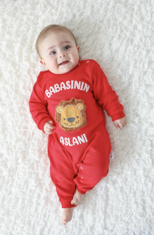 Babasının Aslanı  Baskılı Pamuklu Tulum