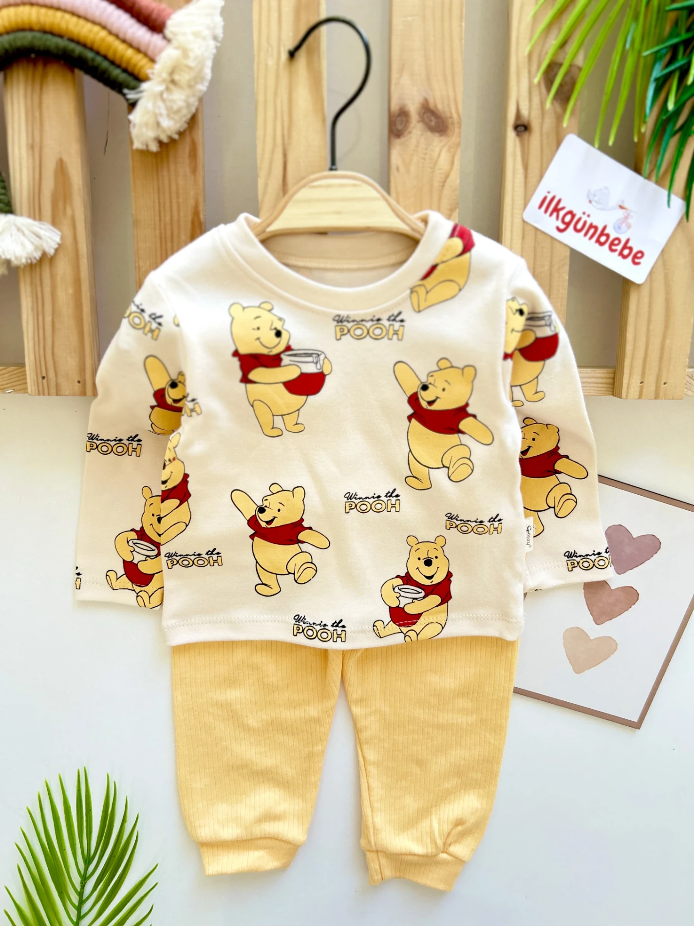 Pooh Detaylı %100 Pamuk Ribanalı 2’li Takım