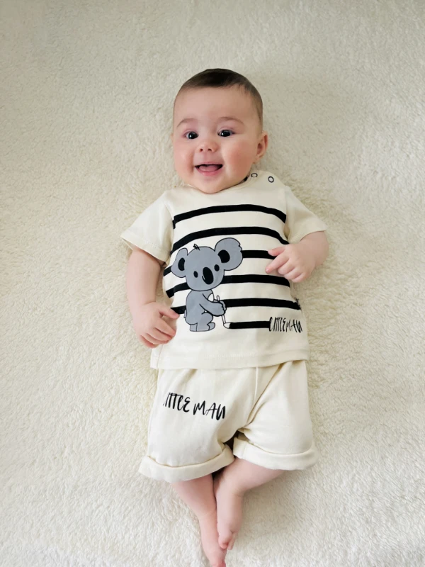 Little Man Koala  Desenli 2’li %100 Pamuk Takım