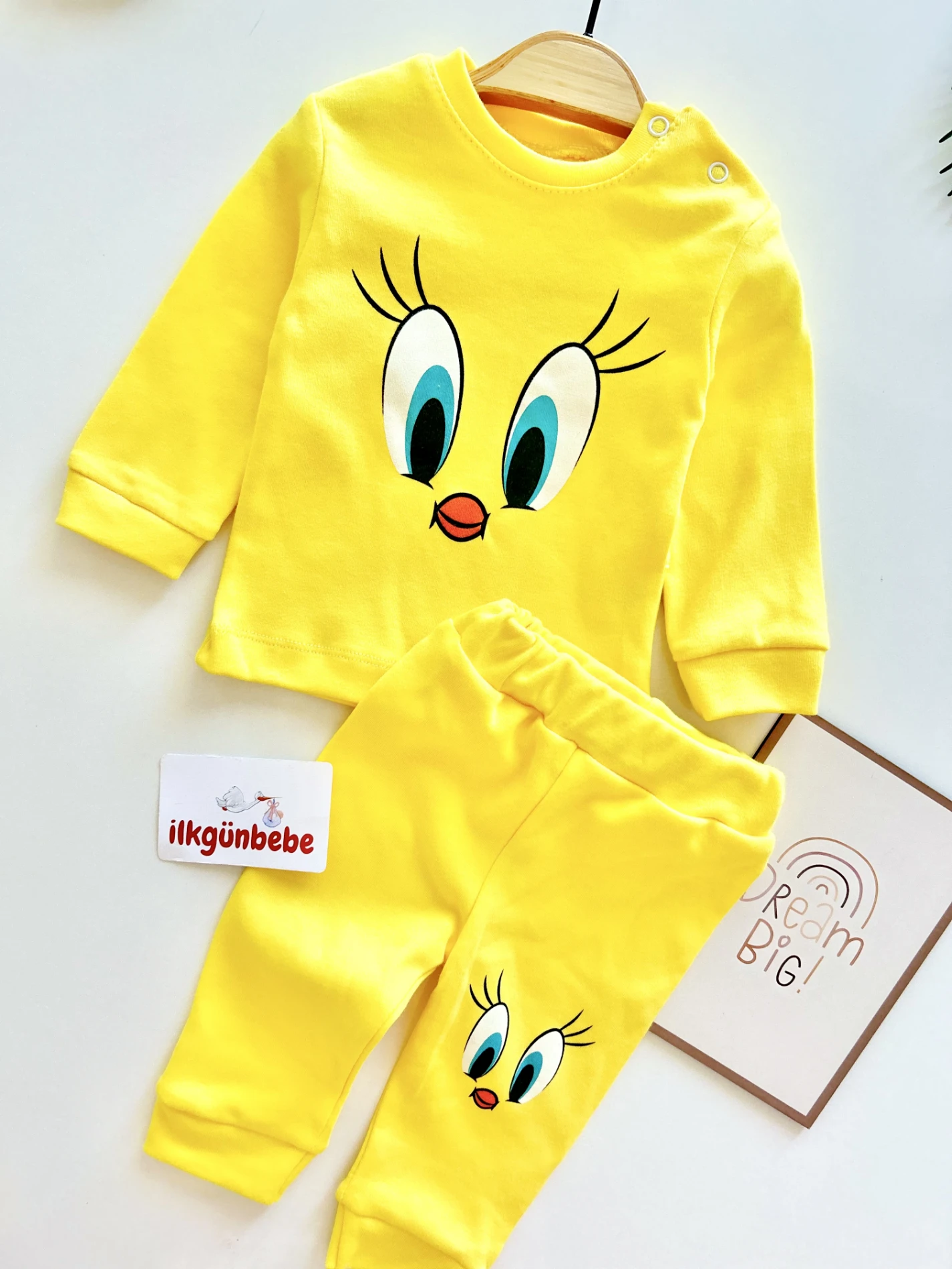 Tweety Baskılı %100 Pamuk Mevsimlik Unisex Takım