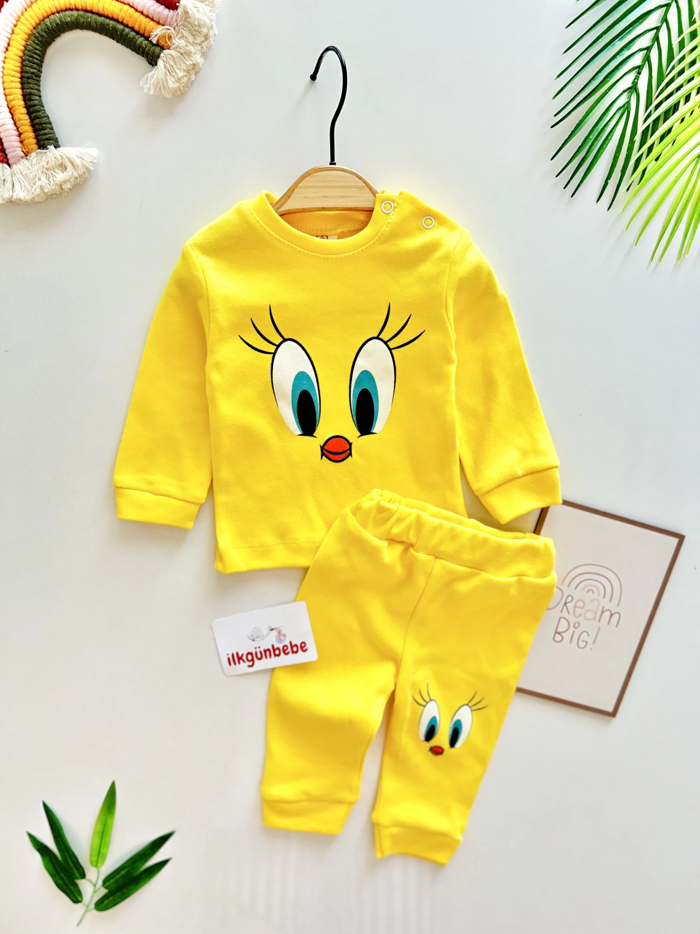 Tweety Baskılı %100 Pamuk Mevsimlik Unisex Takım