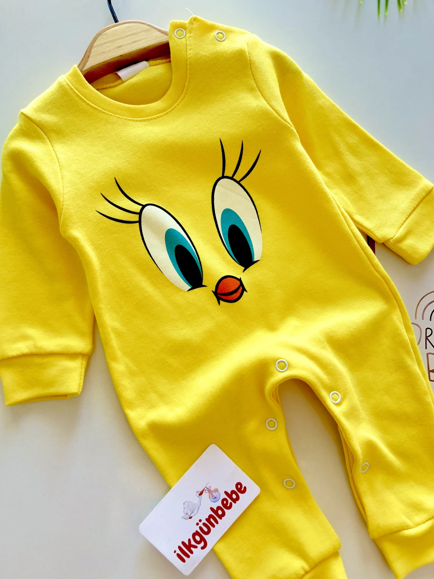 Tweety Baskılı %100 Pamuk Mevsimlik Unisex Tulum