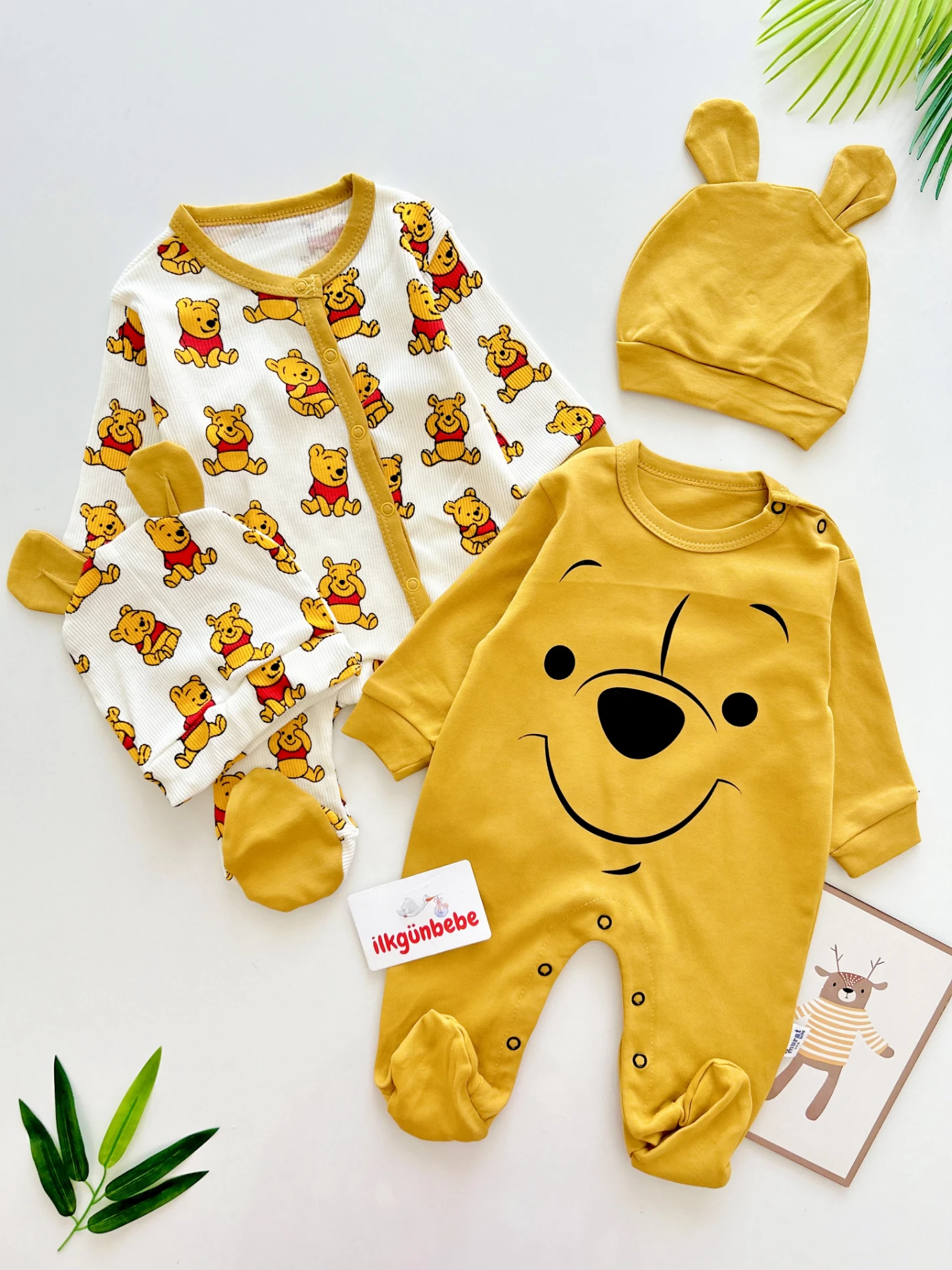 Winnie The Pooh Baskılı Kampanyalı Şapkalı 2’li Tulum Set