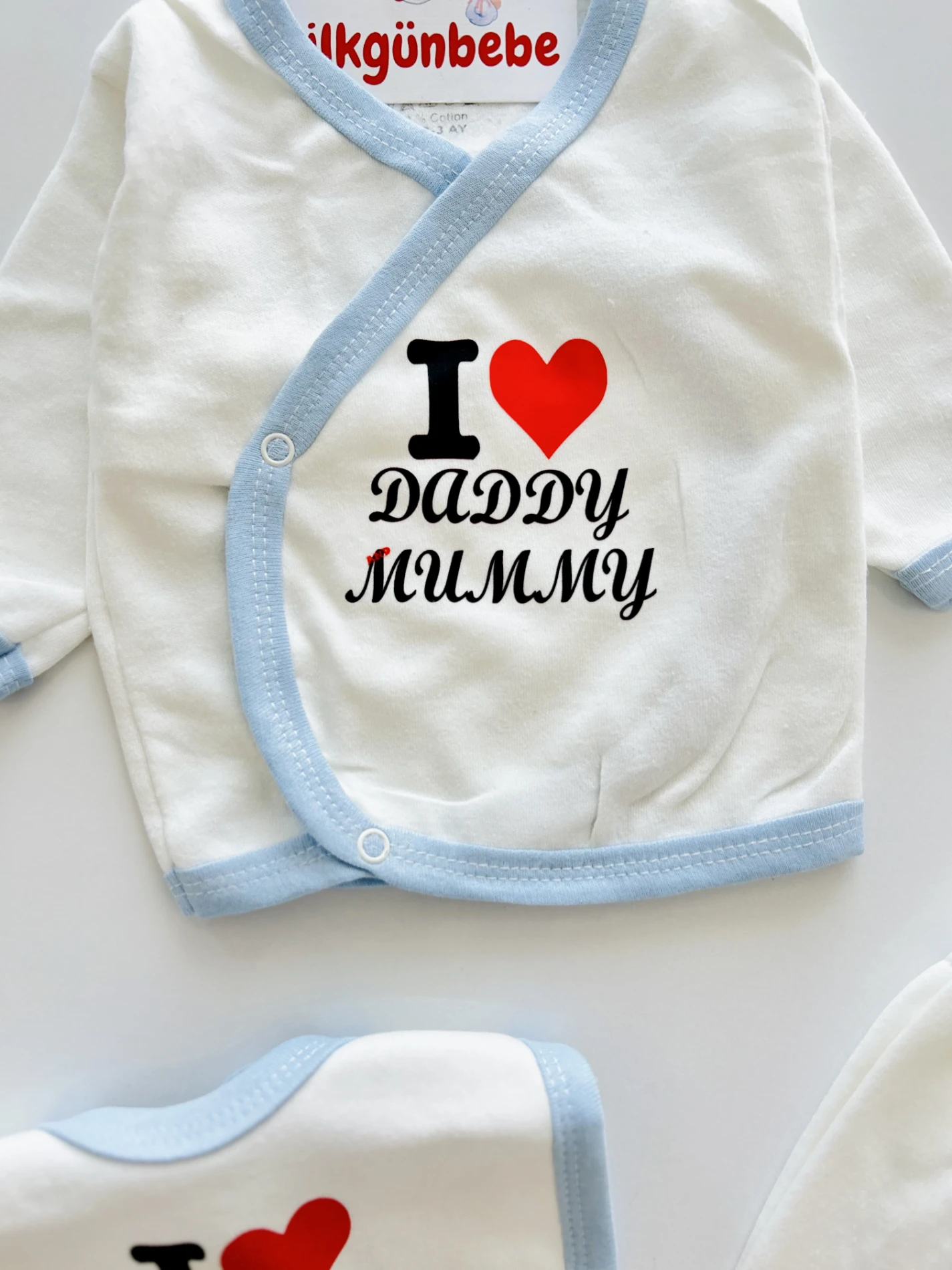 I Love Mommy Daddy Baskılı 5 Parça %100 Pamuk Yenidoğan Set