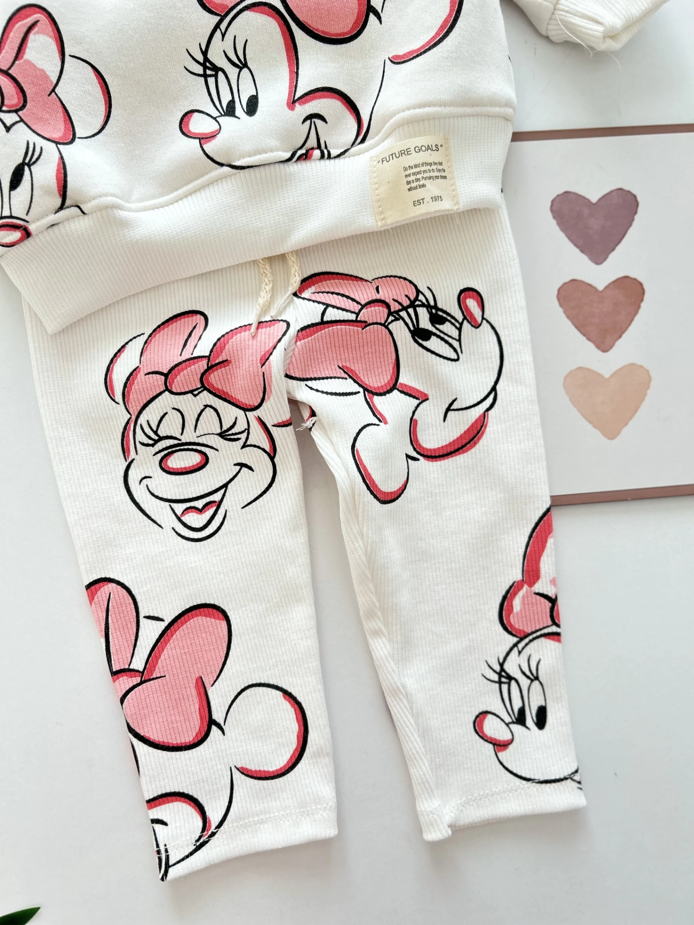 Minnie Mouse Baskılı 3 İp  Polar Sweatli Taytlı 2’li Takım