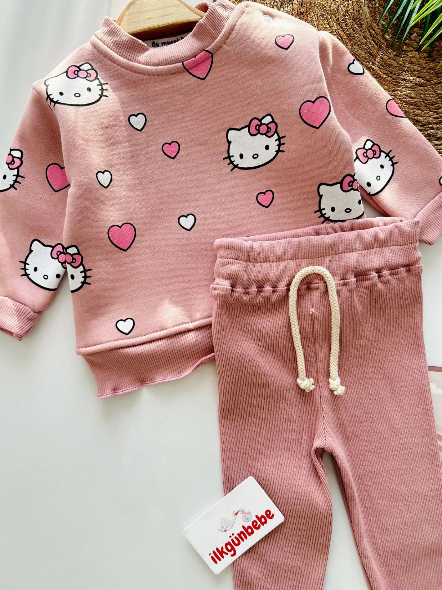 Hello Kitty 3 İp İçi Polar Fitilli İpli Taytlı Kışlık 2’li Takım