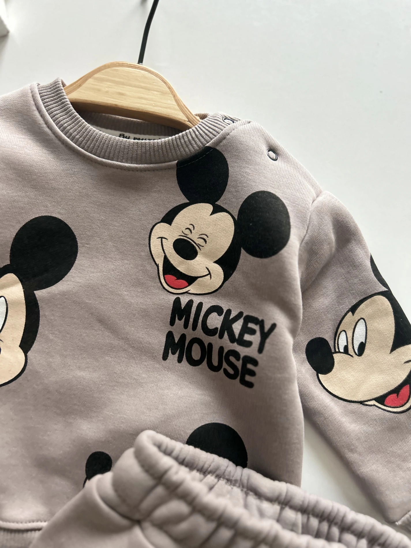 Mickey Mouse Baskılı 3 İp Şardonlu Kalın Kışlık 2’li Takım