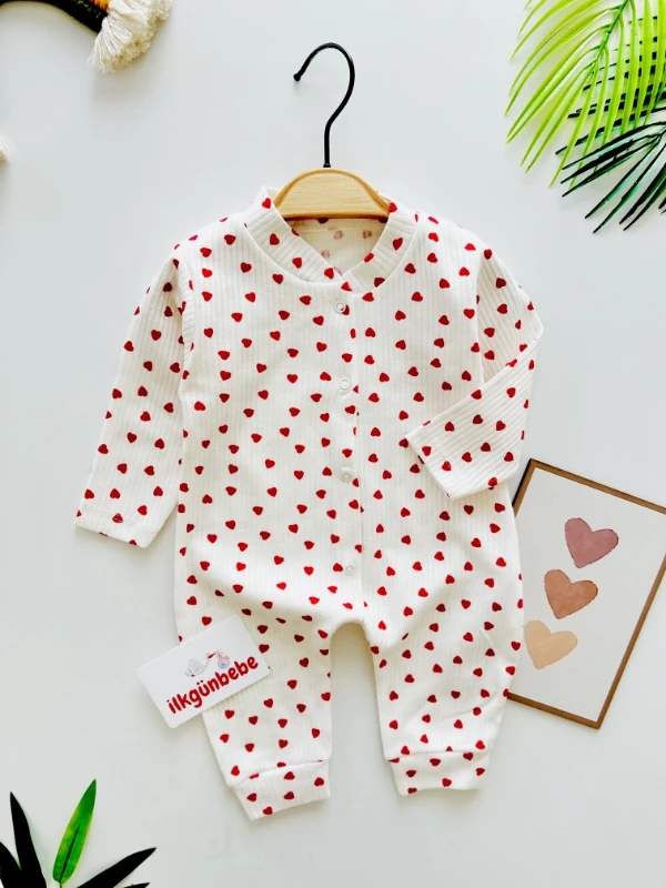 Mini Kalpler %100 Pamuk Önden Çıtçıtlı Mevsimlik Tulum
