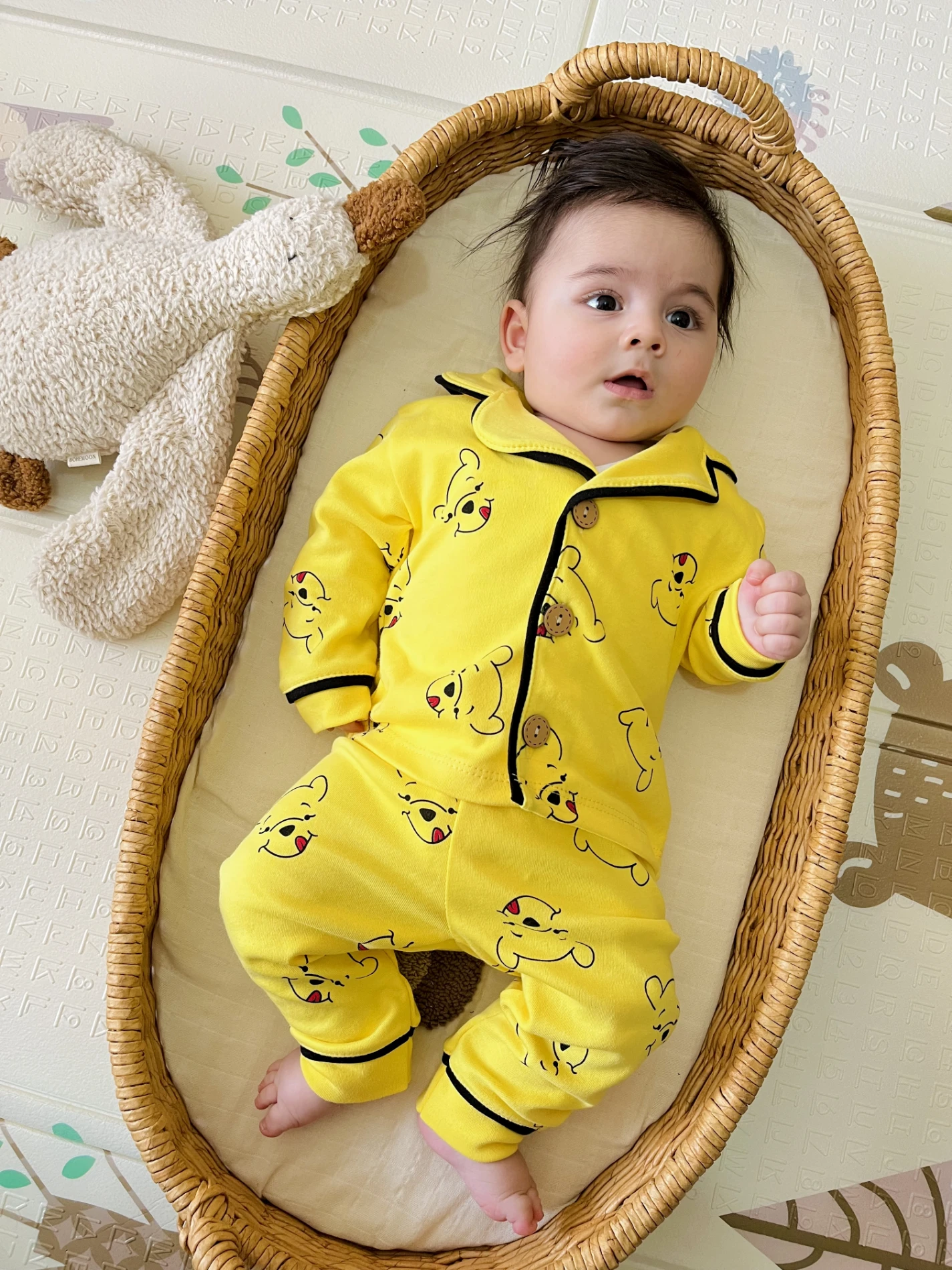 Winnie The Pooh Baskılı Bebe Yakalı %100 Pamuk 2’li Pijama Takımı