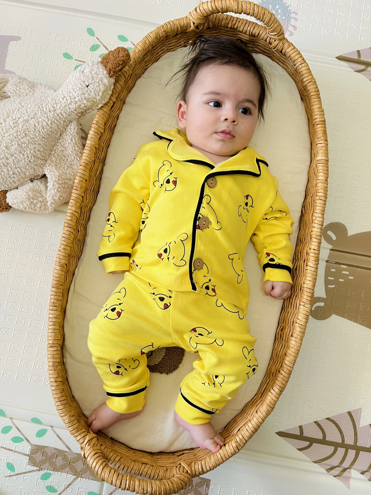 Winnie The Pooh Baskılı Bebe Yakalı %100 Pamuk 2’li Pijama Takımı